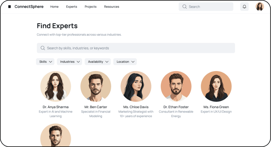 Find Experts Interface